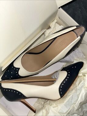 Ralph Lauren Two-Tone navy blue  and White Pointed-Toe Pumps
